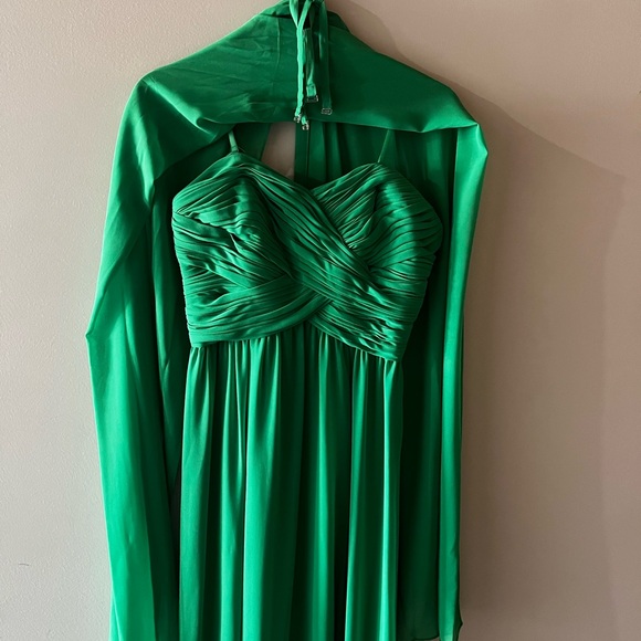 ‘RALPH LAUREN EVENING’ EVENING GOWN KELLY GREEN / SIZE 2. - Picture 3 of 9